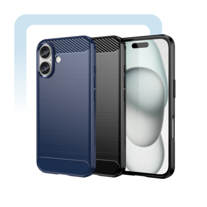 MobyDefend Geborsteld Metaal + Carbonlook TPU Gelcases
