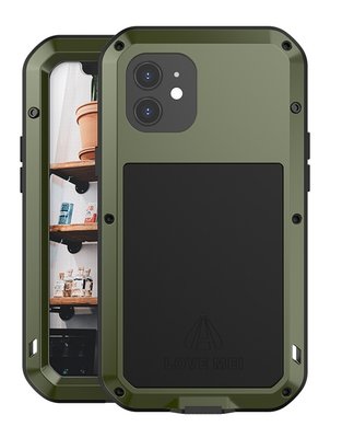 Apple iPhone 12 Hoes - Love Mei Metalen Case - Extreme Protection - Groen