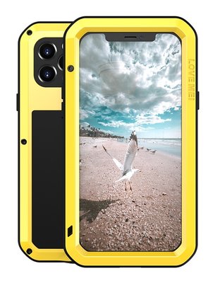 Apple iPhone 12 Pro Hoes - Love Mei Metalen Case - Extreme Protection - Geel