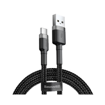 Baseus USB-A naar USB-C kabel - 2 Meter - Zwart-Grijs