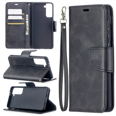 Samsung Galaxy S21 Hoesje - MobyDefend Wallet Book Case Met Koord - Zwart