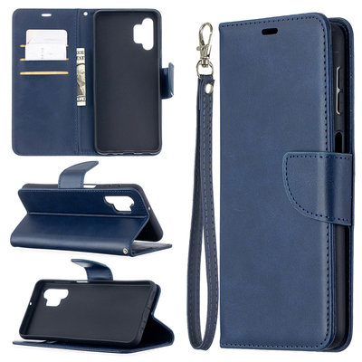 Samsung Galaxy A32 (5G) Hoesje - MobyDefend Wallet Book Case Met Koord - Blauw