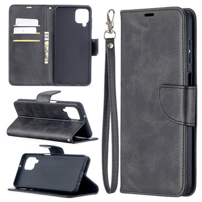 Samsung Galaxy A12 / M12 Hoesje - MobyDefend Wallet Book Case Met Koord - Zwart