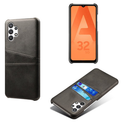 Samsung Galaxy A32 (5G) Hoesje - MobyDefend Lederen Backcover Met Vakjes Voor Pasjes - Zwart