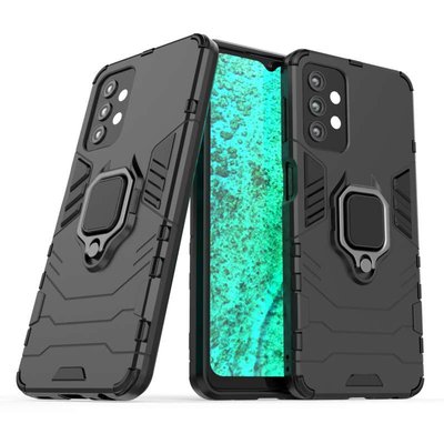 Samsung Galaxy A32 (5G) Hoesje - MobyDefend Dubbelgelaagde Pantsercase Met Standaard - Zwart