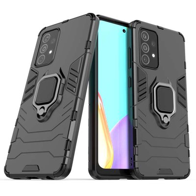 Samsung Galaxy A52 / A52s Hoesje - MobyDefend Dubbelgelaagde Pantsercase Met Standaard - Zwart