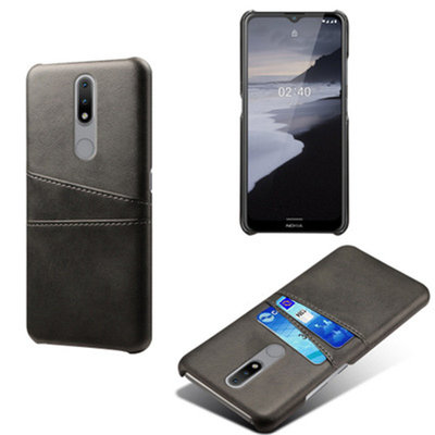 Nokia 2.4 Hoesje - MobyDefend Lederen Backcover Met Vakjes Voor Pasjes - Zwart