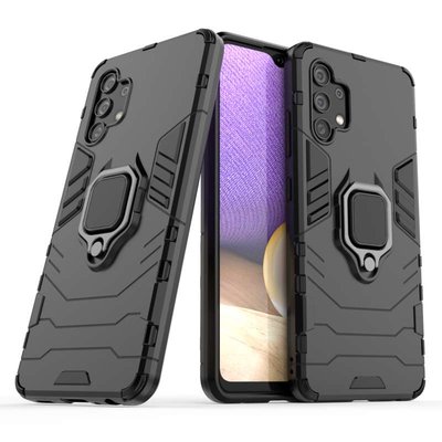 Samsung Galaxy A32 (4G) Hoesje - MobyDefend Dubbelgelaagde Pantsercase Met Standaard - Zwart