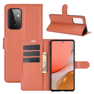 Samsung Galaxy A72 Hoesje - MobyDefend Kunstleren Wallet Book Case (Sluiting Voorkant) - Bruin