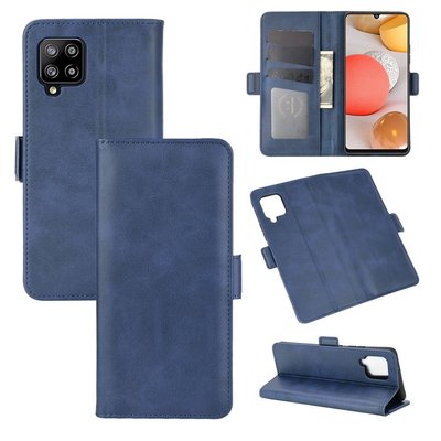 Samsung Galaxy A12 / M12 Hoesje - MobyDefend Luxe Wallet Book Case (Sluiting Zijkant) - Blauw