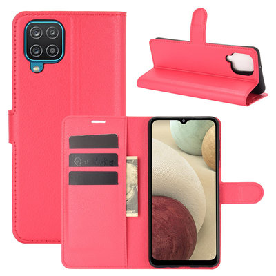 Samsung Galaxy A12 / M12 Hoesje - MobyDefend Kunstleren Wallet Book Case (Sluiting Voorkant) - Rood
