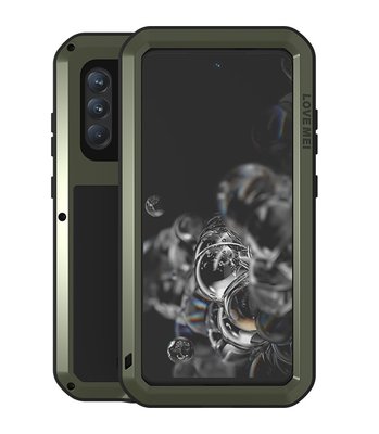 Samsung Galaxy S21 FE Hoes - Love Mei Metalen Case - Extreme Protection - Groen