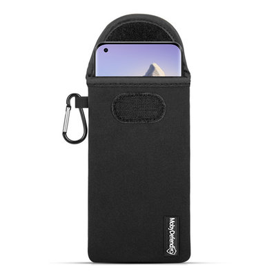 Hoesje voor Xiaomi Mi 11 Ultra - MobyDefend Neopreen Pouch Met Karabijnhaak - Insteekhoesje - Riemlus Hoesje - Zwart