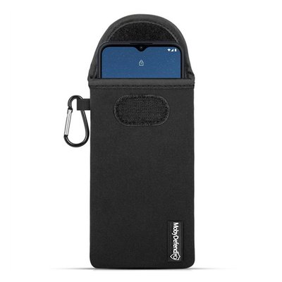Hoesje voor Nokia 1.4 - MobyDefend Neopreen Pouch Met Karabijnhaak - Insteekhoesje - Riemlus Hoesje - Zwart