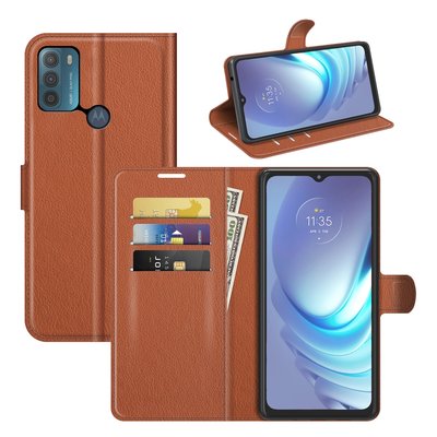 Motorola Moto G50 Hoesje - MobyDefend Kunstleren Wallet Book Case (Sluiting Voorkant) - Bruin