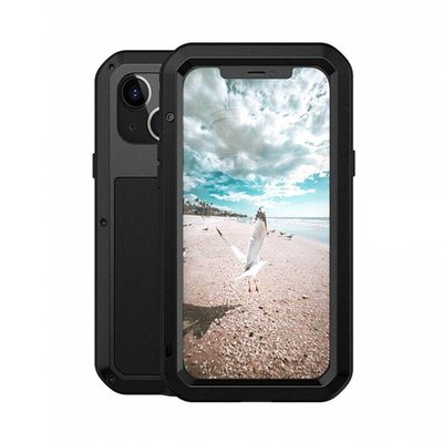 iPhone 13 Mini Hoes - Love Mei Metalen Case - Extreme Protection - Zwart