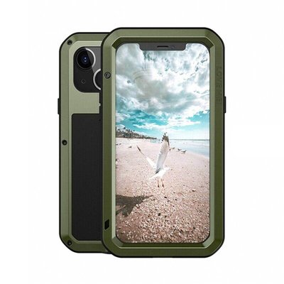 iPhone 13 Mini Hoes - Love Mei Metalen Case - Extreme Protection - Groen