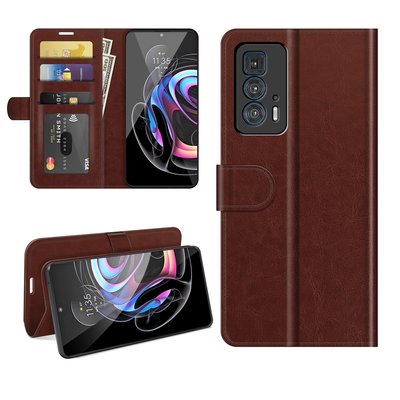 Motorola Edge 20 Pro Hoesje - MobyDefend Wallet Book Case (Sluiting Achterkant) - Bruin
