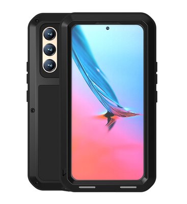 Samsung Galaxy S22 Hoes - Love Mei Metalen Case - Extreme Protection - Zwart
