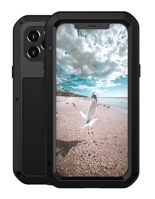 Apple iPhone 12 Pro Hoes - Love Mei Metalen Case - Extreme Protection - Zwart