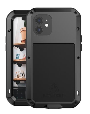 Apple iPhone 12 Hoes - Love Mei Metalen Case - Extreme Protection - Zwart