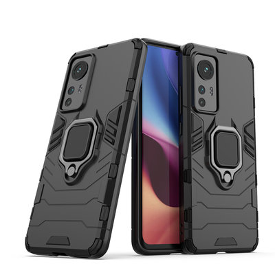 Xiaomi 12 / 12X Hoesje - MobyDefend Dubbelgelaagde Pantsercase Met Standaard - Zwart