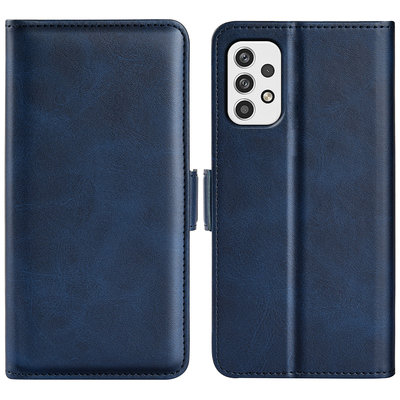 Samsung Galaxy A23 Hoesje - MobyDefend Luxe Wallet Book Case (Sluiting Zijkant) - Blauw