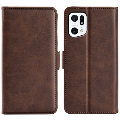 Oppo Find X5 Hoesje - MobyDefend Luxe Wallet Book Case (Sluiting Zijkant) - Bruin