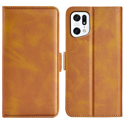 Oppo Find X5 Hoesje - MobyDefend Luxe Wallet Book Case (Sluiting Zijkant) - Lichtbruin