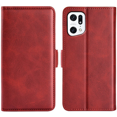 Oppo Find X5 Hoesje - MobyDefend Luxe Wallet Book Case (Sluiting Zijkant) - Rood