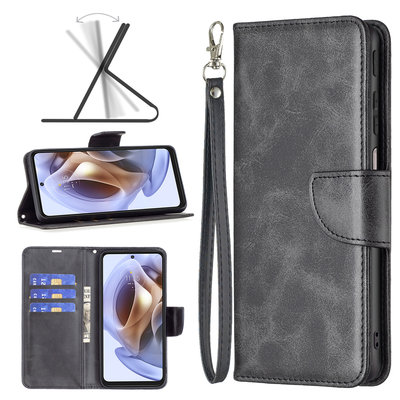 Motorola Edge 30 Pro Hoesje - MobyDefend Wallet Book Case Met Koord - Zwart