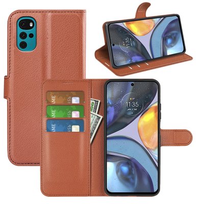 Motorola Moto G22 Hoesje - MobyDefend Kunstleren Wallet Book Case (Sluiting Voorkant) - Bruin
