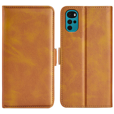 Motorola Moto G22 Hoesje - MobyDefend Luxe Wallet Book Case (Sluiting Zijkant) - Lichtbruin
