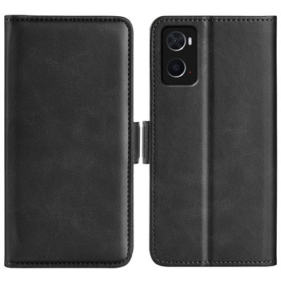 Oppo A76 / Oppo A96 Hoesje - MobyDefend Luxe Wallet Book Case (Sluiting Zijkant) - Zwart