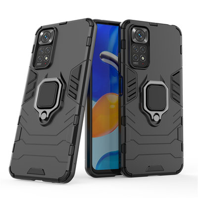 Xiaomi Redmi Note 11 / Note 11S Hoesje - MobyDefend Dubbelgelaagde Pantsercase Met Standaard - Zwart