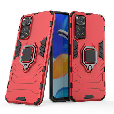 Xiaomi Redmi Note 11 / Note 11S Hoesje - MobyDefend Dubbelgelaagde Pantsercase Met Standaard - Rood