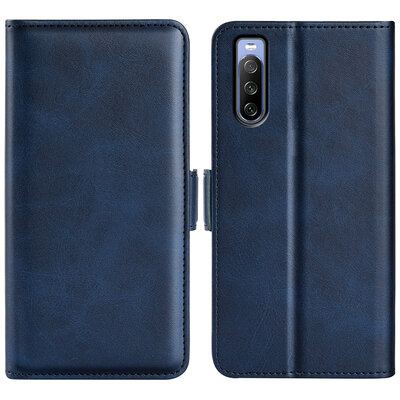 Sony Xperia 10 IV Hoesje - MobyDefend Luxe Wallet Book Case (Sluiting Zijkant) - Blauw