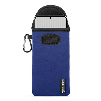 Hoesje voor Nothing Phone 1 - MobyDefend Neopreen Pouch Met Karabijnhaak - Insteekhoesje - Riemlus Hoesje - Blauw