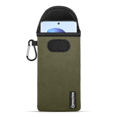 Hoesje voor Motorola Edge 30 Fusion - MobyDefend Neopreen Pouch Met Karabijnhaak - Insteekhoesje - Riemlus Hoesje - Groen