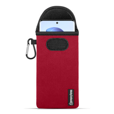 Hoesje voor Motorola Edge 30 Fusion - MobyDefend Neopreen Pouch Met Karabijnhaak - Insteekhoesje - Riemlus Hoesje - Rood
