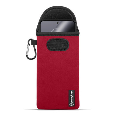 Hoesje voor Motorola Edge 30 Neo - MobyDefend Neopreen Pouch Met Karabijnhaak - Insteekhoesje - Riemlus Hoesje - Rood