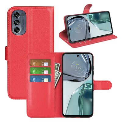 Motorola Moto G62 Hoesje - MobyDefend Kunstleren Wallet Book Case (Sluiting Voorkant) - Rood