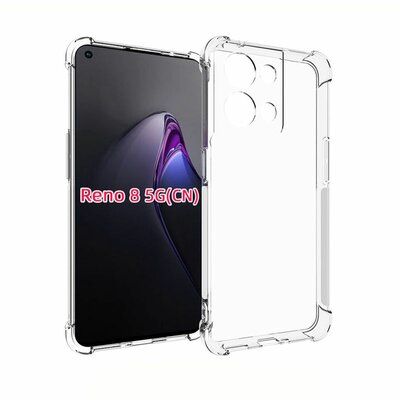 Oppo Reno 8 Hoesje - MobyDefend Transparante Shockproof TPU Backcover - Verstevigde Hoeken - Volledig Doorzichtig