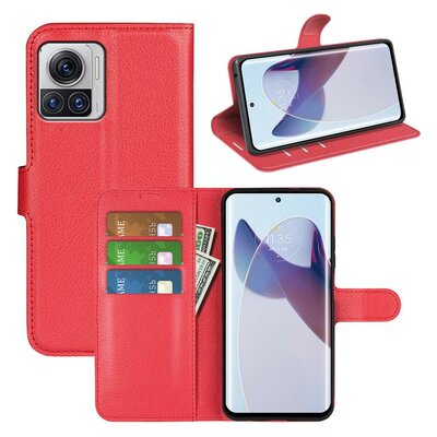 Motorola Edge 30 Ultra Hoesje - MobyDefend Kunstleren Wallet Book Case (Sluiting Voorkant) - Rood