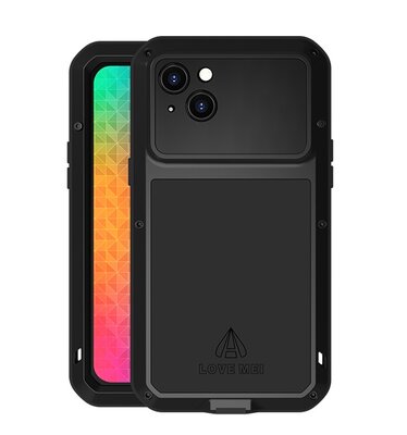 iPhone 14 Plus Hoes - Love Mei Metalen Case - Extreme Protection - Zwart