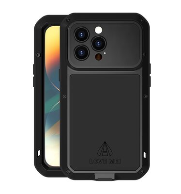 iPhone 14 Pro Hoes - Love Mei Metalen Case - Extreme Protection - Zwart