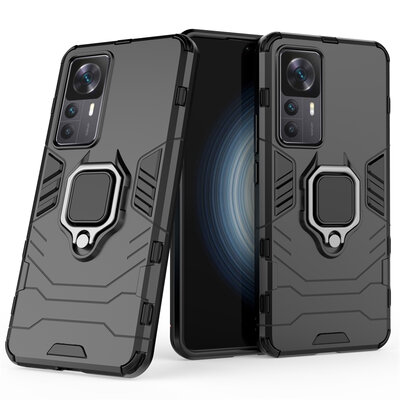 Xiaomi 12T / 12T Pro Hoesje - MobyDefend Dubbelgelaagde Pantsercase Met Standaard - Zwart