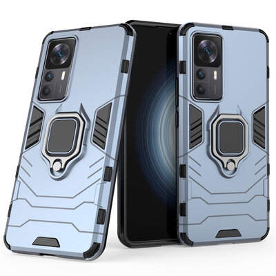 Xiaomi 12T / 12T Pro Hoesje - MobyDefend Dubbelgelaagde Pantsercase Met Standaard - Blauw