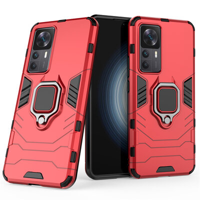 Xiaomi 12T / 12T Pro Hoesje - MobyDefend Dubbelgelaagde Pantsercase Met Standaard - Rood