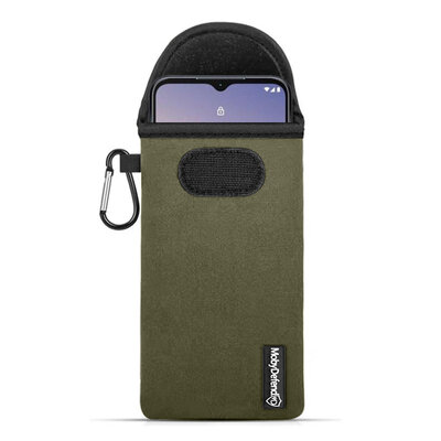 Hoesje voor Nokia G11 Plus - MobyDefend Neopreen Pouch Met Karabijnhaak - Insteekhoesje - Riemlus Hoesje - Groen